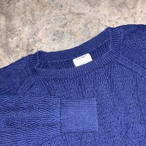 Old Navy Sweater Women 2X Navy Blue Raglan Sleeve Cable Knit Crewneck Winter
